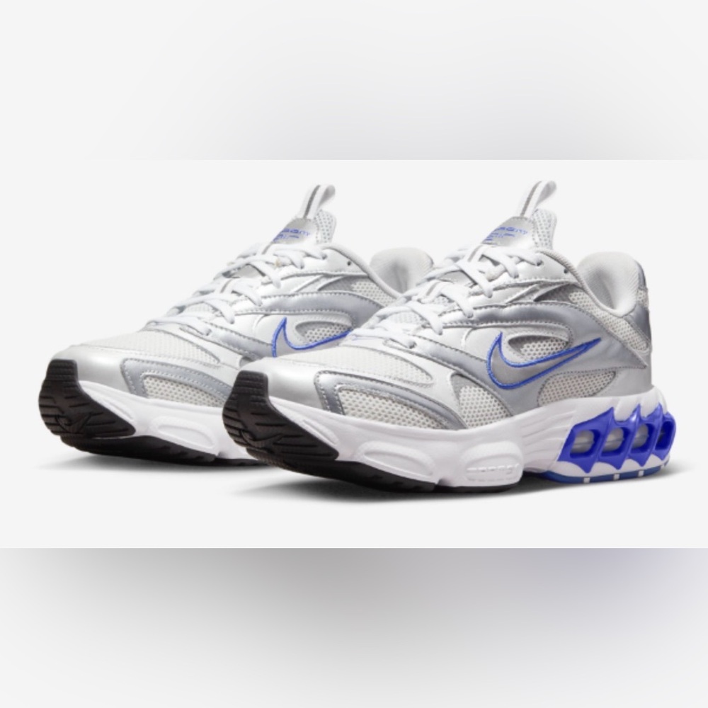 Nike Womens‎ Zoom Air Fire Metallic Silver/Blue Sneakers Size 10